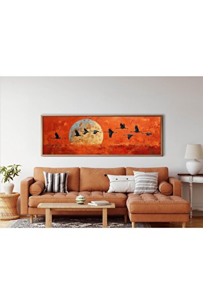 Tuba Decor Tek Parça Gerçek Ahşap Yatay Panorama Çerçeveli Tablo