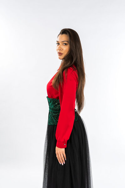 Gorgeaux Corsaj de catifea verde cu paiete - XL(42)