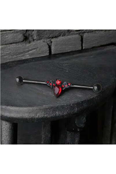 TakıLabirenti Yarasa Şeklinde Industrial Barbell Piercing, Gotik Kıkırdak Küp...