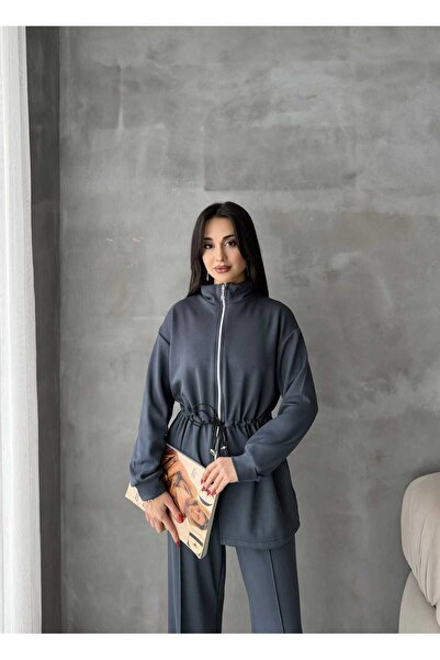 Makarina Women's Modal Fabric Draped Tunic Cardigan Track Suit