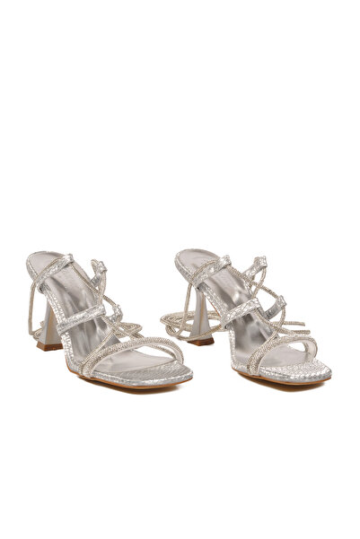 AYAKMOD 655485 Z Gümüş Yılan Femei pantofi cu toc