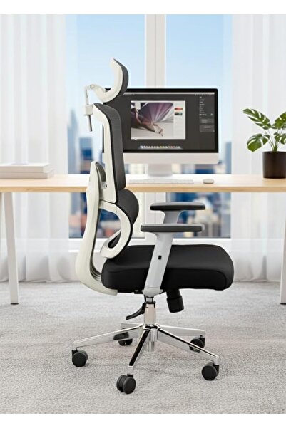 Afifa Furniture Black & Grey Office Chair – Ergonomic Chair with Lumbar Suppo...