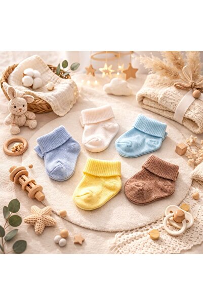 Peppino Organic Cotton Unisex 5-Piece Premium Newborn Baby & Kids Socks