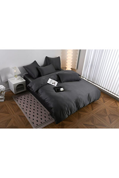 FIONNA.RO Premium Duvet Cover Set Linen 6 Pieces - Anthracite Grey