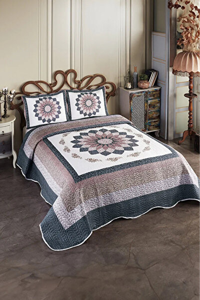 Örtüm Gloria Kahve Çift Kişilik Kapitone Yatak Örtüsü