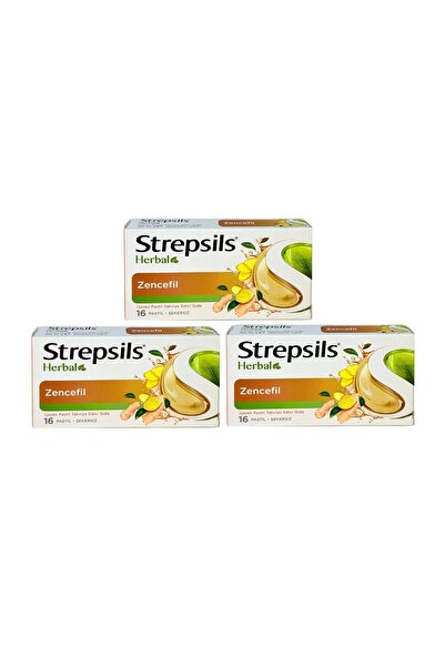 STREPSİLS Herbal Zencefil Aromali 16 Pastil 3 adet