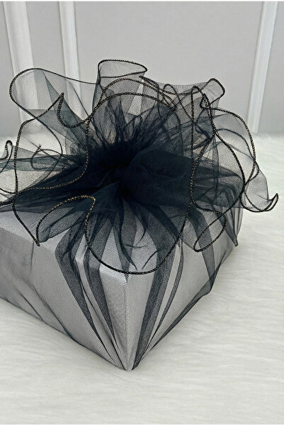 ZEYMERADE تول أسود مزخرف بحواف ذهبية، حقيبة هدايا للعروس والعريس لحفلات الخطو...