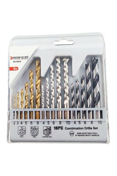 rigour 16 PARÇA ŞARZLI - MATKAP UÇ SETİ STANTLI AHŞAP - METAL - BETON UÇ SETİ