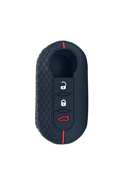 AUTOTOB Husa cheie AUTOTOB®, din silicon, Fiat/Abarth, model sport, negru/rosu