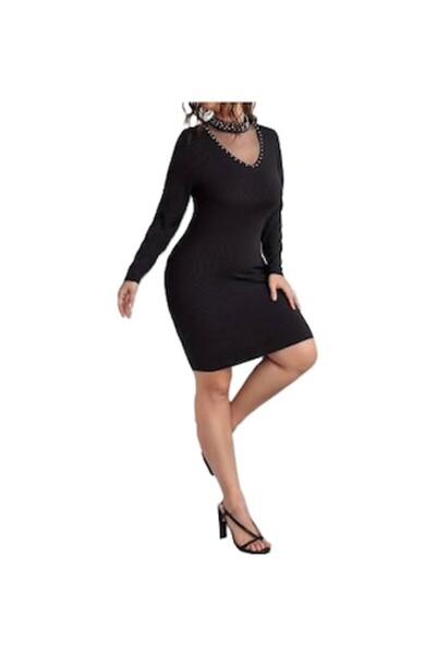 OEM - Rochie Solaris, Material textil, Mărime mare, Negru
