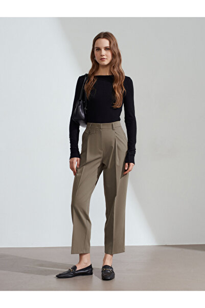 Dilvin 72251 Straight-Leg Trousers with Pockets - Earth Color
