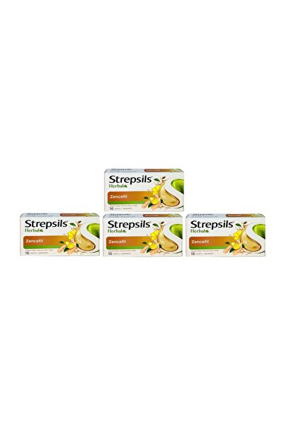 STREPSİLS Herbal Zencefil Aromali 16 Pastil 4 adet