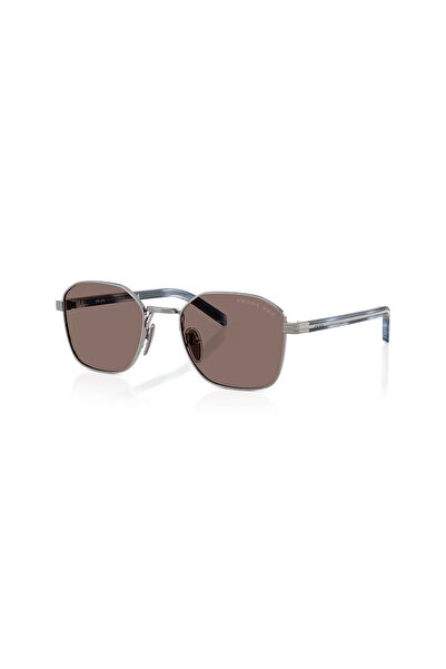 Prada PR C50S 5AV05C 51 Unisex Polarize Geometrik Gri Metal Güneş Gözlüğü