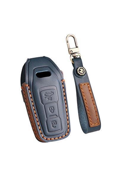 AUTOTOB Husa cheie 3 butoane Audi A5 A6 Q5, model 2025, din piele naturala, A...