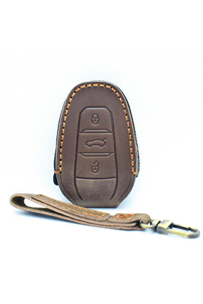 AUTOTOB Husa cheie din piele naturala Peugeot Citroen Opel, maro