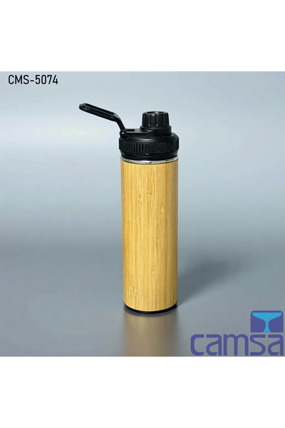 Queen’s Kitchen 450 ml Bamboo Coated Black Steel Thermos