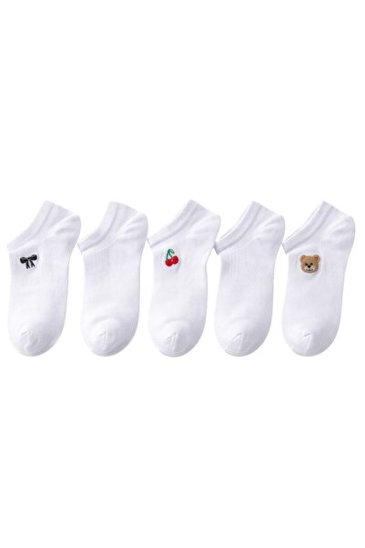 JUST SOCKS 5-Pack Children's Embroidered Patterned Booties Socks
