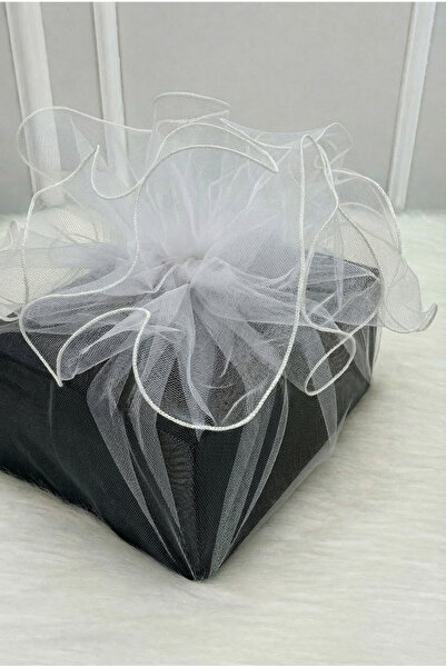 ZEYMERADE تول زخرفي أبيض بحواف مزخرفة، حقيبة هدايا للعروس والعريس لحفلات الخط...