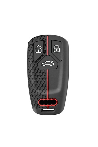 AUTOTOB Husa cheie keyless 3 butoane Audi A4 B9 A5 Q5, model sport, negru/rosu
