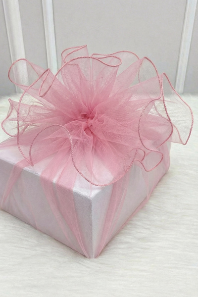 ZEYMERADE تول زخرفي وردي للأطفال مع حواف أوفرلوك، حقيبة هدايا للعروس والخطوبة...