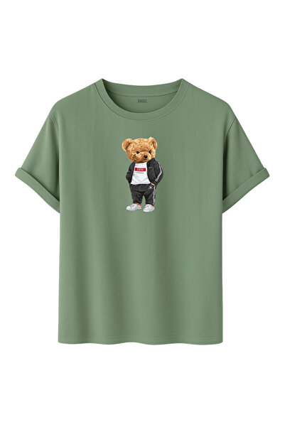 DK DAKSEL Tricou unisex cu decolteu rotund, 100% bumbac, imprimat cu ursulețu...