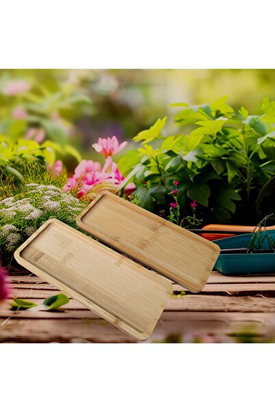 PEKPLUS 10X25 cm Bamboo Rectangular Presentation and Serving Tray - Wooden Tray