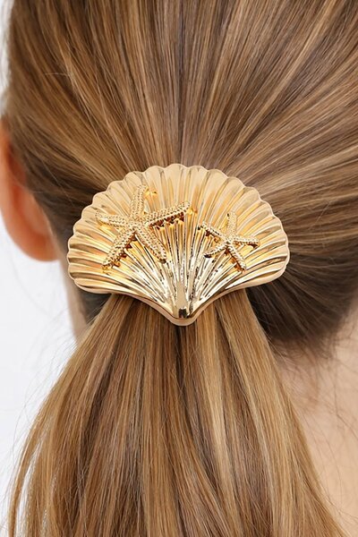 TAKIŞTIR Altın Renk Metal Midye Figürlü Toka