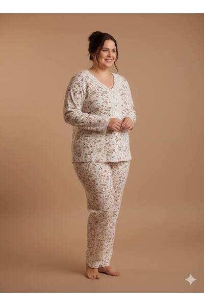 nixci intimates Plus Size Extra Large Pajama Set Patterned Long Sleeve Winter...