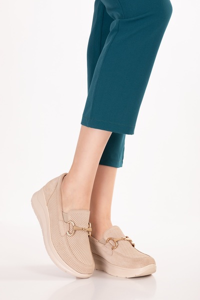 Gondol Γνήσιο δέρμα Γυναικεία Καθημερινά Άνετα Παπούτσια elnr.5830 Μπεζ Σουέντ