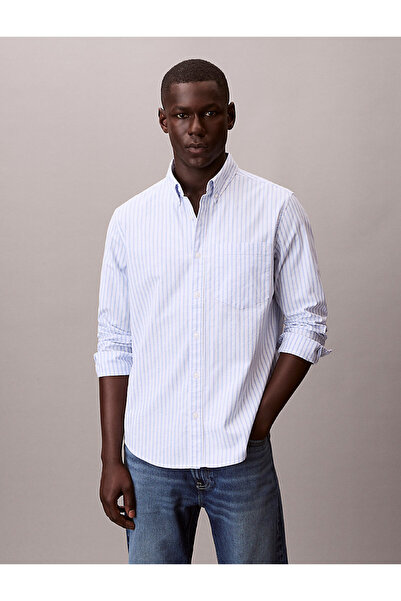 Calvin Klein Erkek LS Oxford Classic Çizgili Gömlek