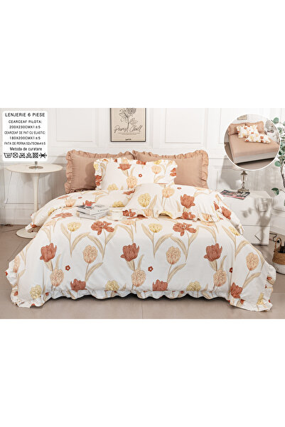 FIONNA.RO 6-Piece Fine Cotton Underwear with Stretchy Frill Pattern - Caramel...