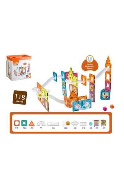 CH Toys Magnetic Tiles Building Blocks with 118 Pcs Accessories