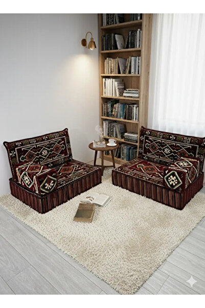 BAKIRÖZÜ HOME Şark Köşesi Takımı , Yer Sediri Minderi Bordo Anadolu- (20 CM M...