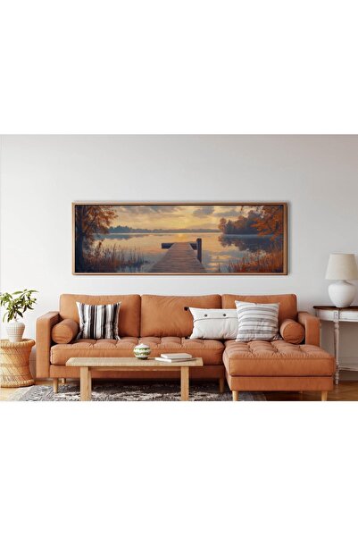 Tuba Decor Tek Parça Gerçek Ahşap Yatay Panorama Çerçeveli Tablo