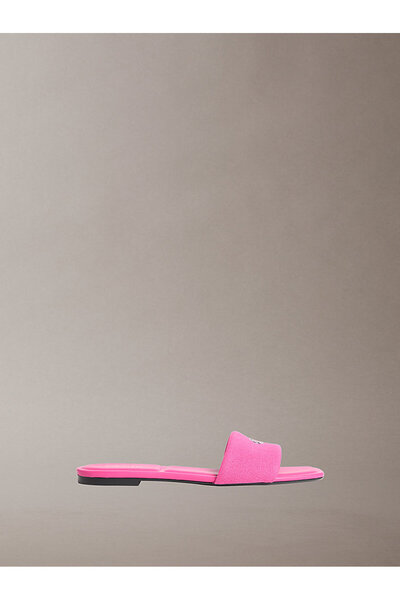 Calvin Klein Kadın Square Flat Canvas Sandalet