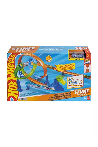 HOT WHEELS مجموعة مسارات الإعصار لإطلاق سريع لمسارات الحركات البهلوانية