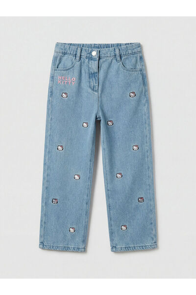 LC Waikiki Ozmarka New Season Regular Fit Hello Kitty Embroidered Girls' Jean...