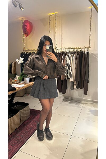 Krisbut Kadın Kareli Şort Etek