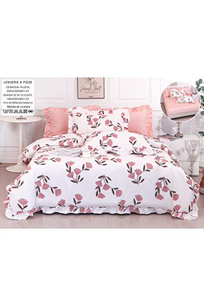 FIONNA.RO 6-Piece Fine Cotton Underwear with Stretchy Ruffle Pattern - Pink w...