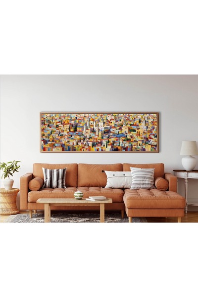 Tuba Decor Tek Parça Gerçek Ahşap Yatay Panorama Çerçeveli Tablo