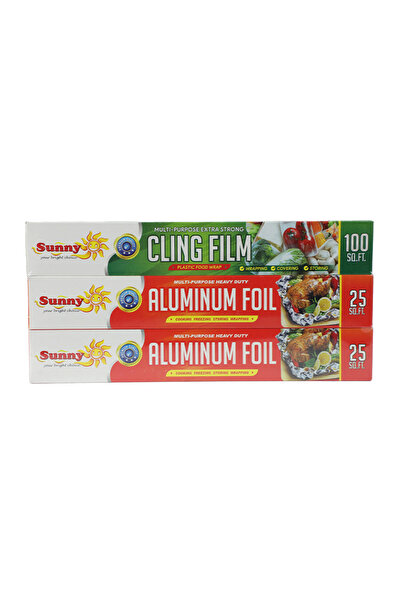 Sunny ALUMINIUM FOIL 25SQFT 2 CLING FILM 100SQFT
