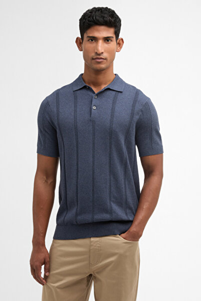 Barbour Wellburn Knitted Triko Polo Yaka NY91 Navy