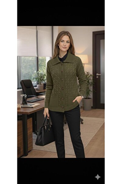 yardıtekstil Collared Knitwear Cardigan with Buttons Stylish and Comfortable