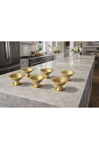 gülis 6'lı Sunumluk Simli Gold Derin Şekerlik Kahve Yanı Sunumluk Lokumluk -D...