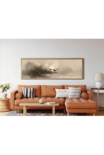 Tuba Decor Tek Parça Gerçek Ahşap Yatay Panorama Çerçeveli Tablo