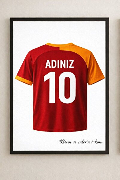 BuzzDesigns Kırmızı Sarı Kişiye Özel İsimli Forma Tasarım Poster (Çerçeveli)