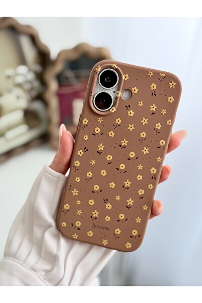 Go Aksesuar Iphone 17 Uyumlu Baskı Kahve Mini Çiçek Tasarımlı Koruyucu Esnek ...