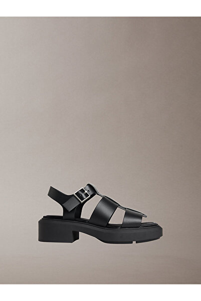 Calvin Klein Kadın Chunky Fisherm Deri Sandalet