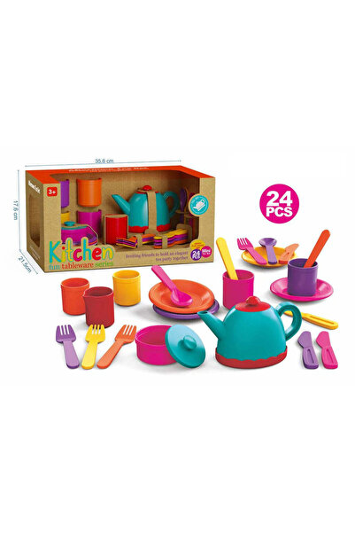 Colorland مجموعة أدوات مائدة ممتعة للمطبخ مع طقم شاي صغير مكون من 24 قطعة