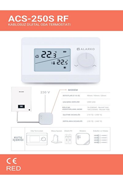 Alarko ACS-250S RF KABLOSUZ DİJİTAL ODA TERMOSTATI